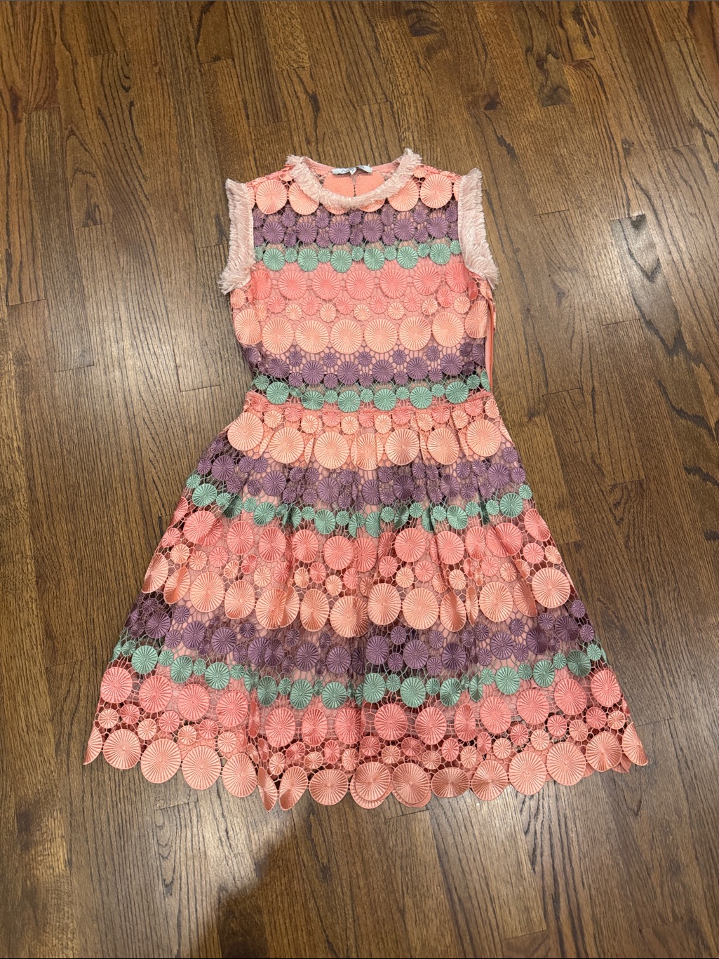 Alexis “Circus” Coral, Purple & Mint Lace-Trimmed Circle Dress